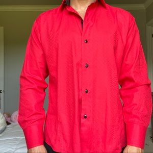 Men’s Red Button Down Dress Shirt